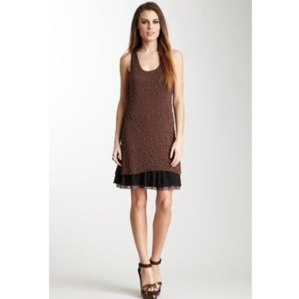 Mischa Barton The Fleur Beaded Dress-Brown NWOT